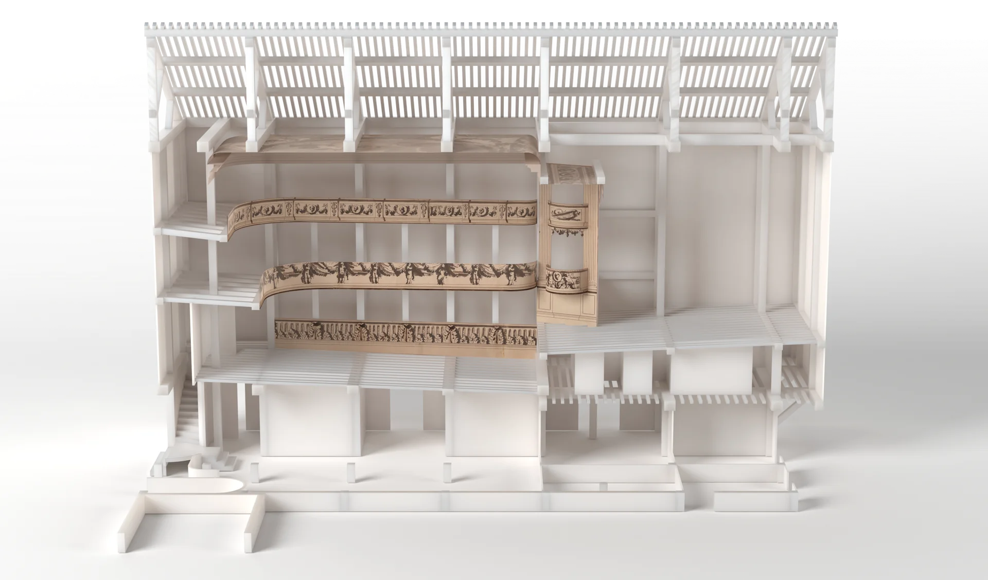 Longitudinal cross-section of a theatre model